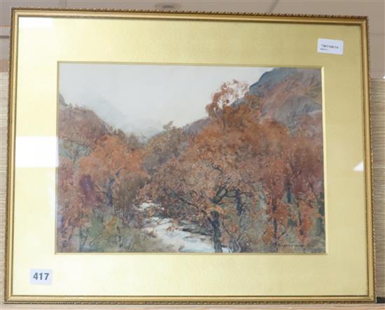 Alfred Heaton Cooper (1863-1929), watercolour, Autumnal mountainous river landscape, signed, 27cm x 38cm